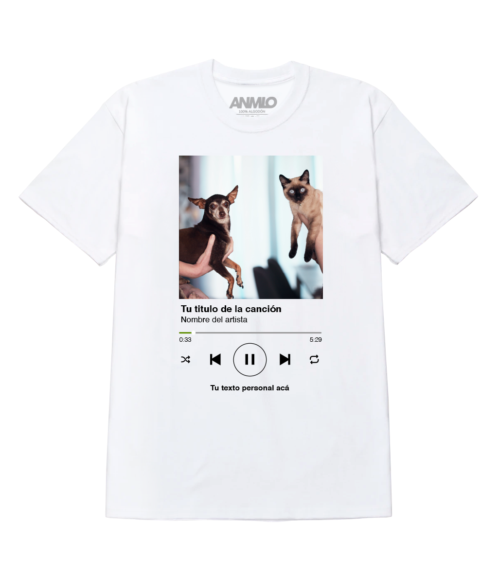 Polera personalizada con la foto que quieras y tu nombre de canción favorita
