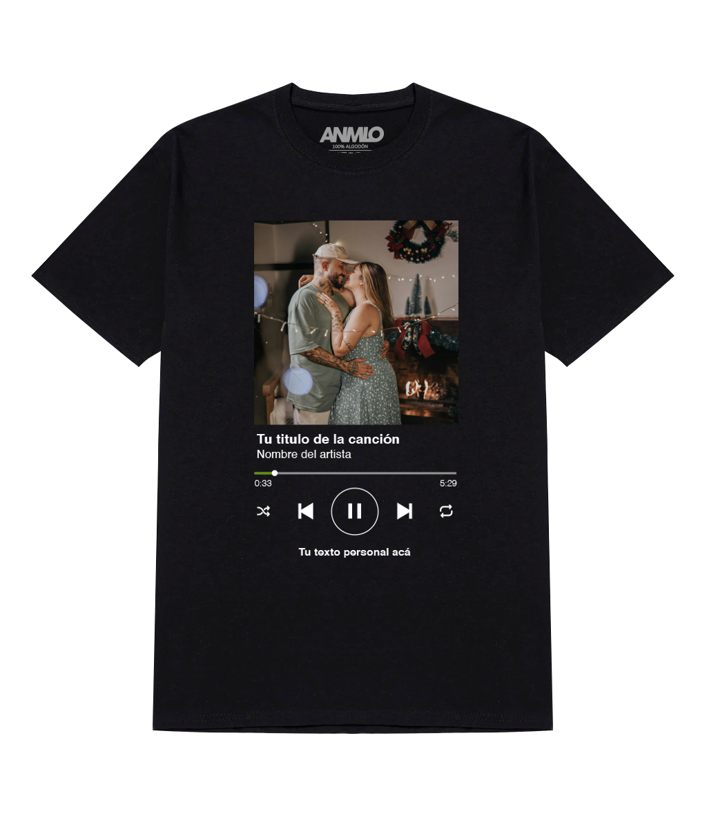 Polera personalizada con la foto que quieras y tu nombre de canción favorita