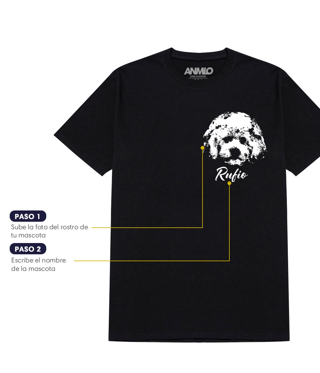 Polera personalizada con un retrato de tu mascota