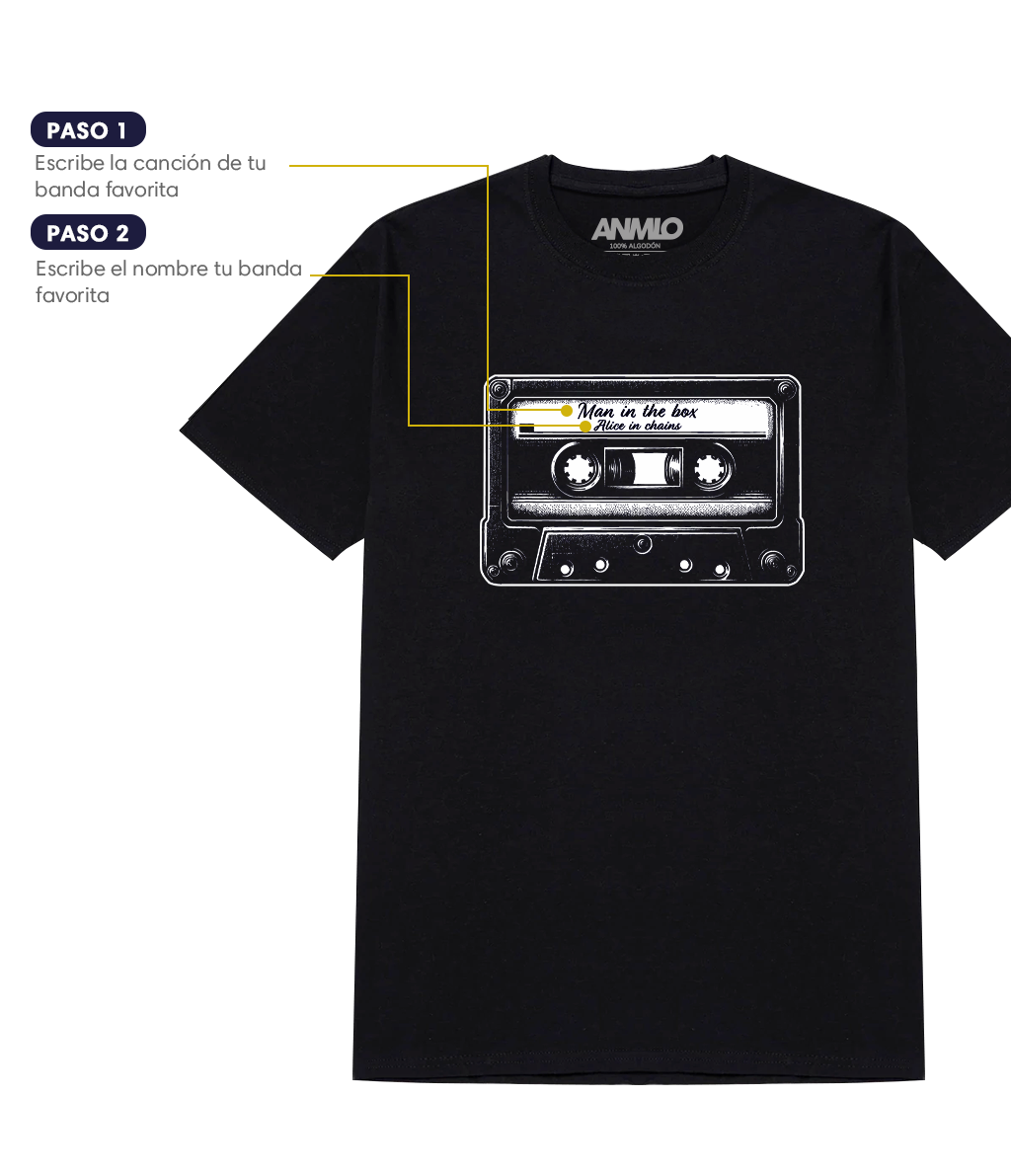 Polera personalizada Casete vintage con tu canción favorita