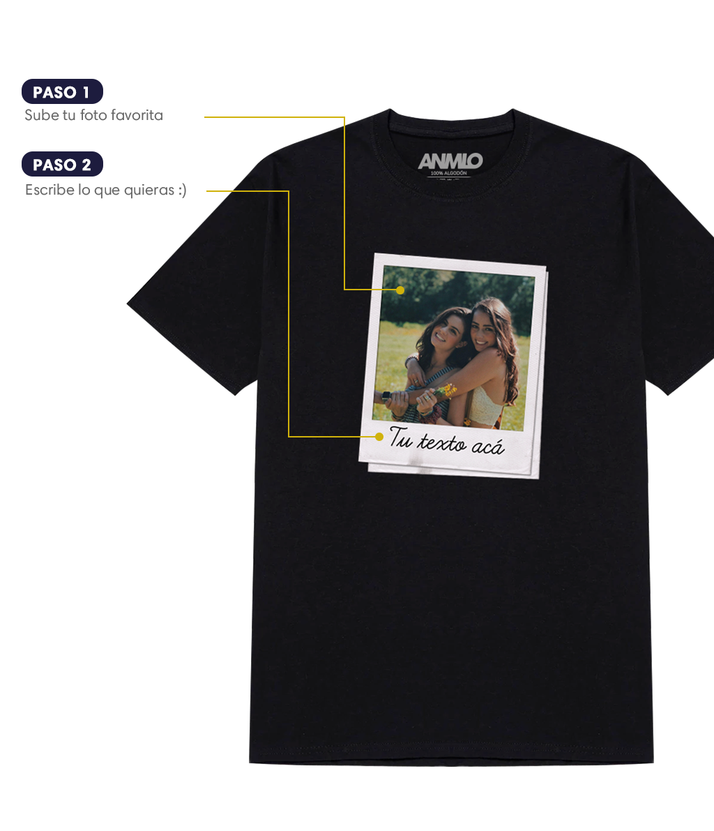 Polera personalizada con la foto que quieras en estilo polaroid