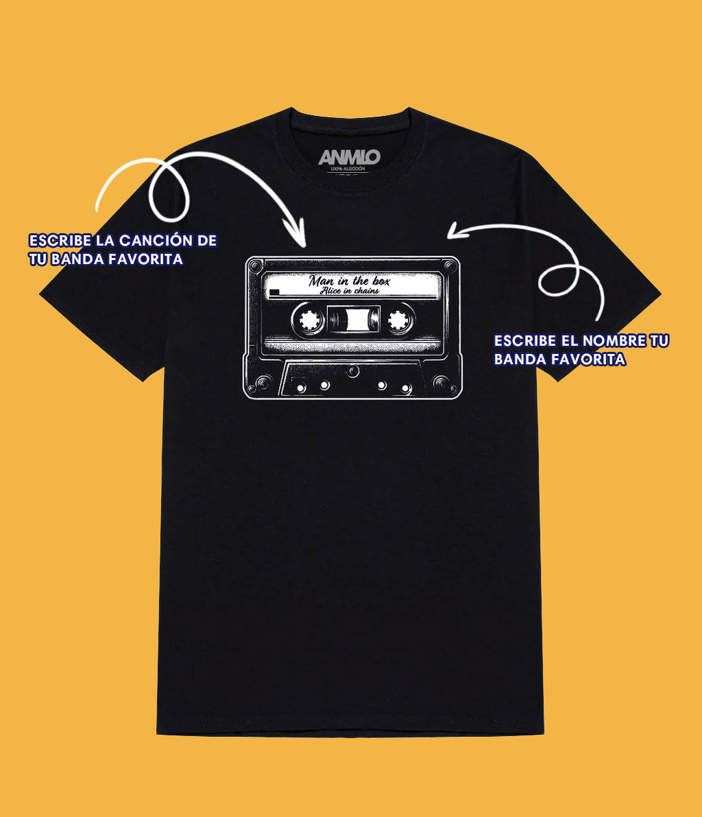 Polera personalizada Casete vintage con tu canción favorita