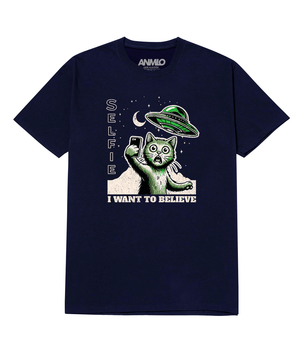 Polera - I want to believe - selfie - miau!