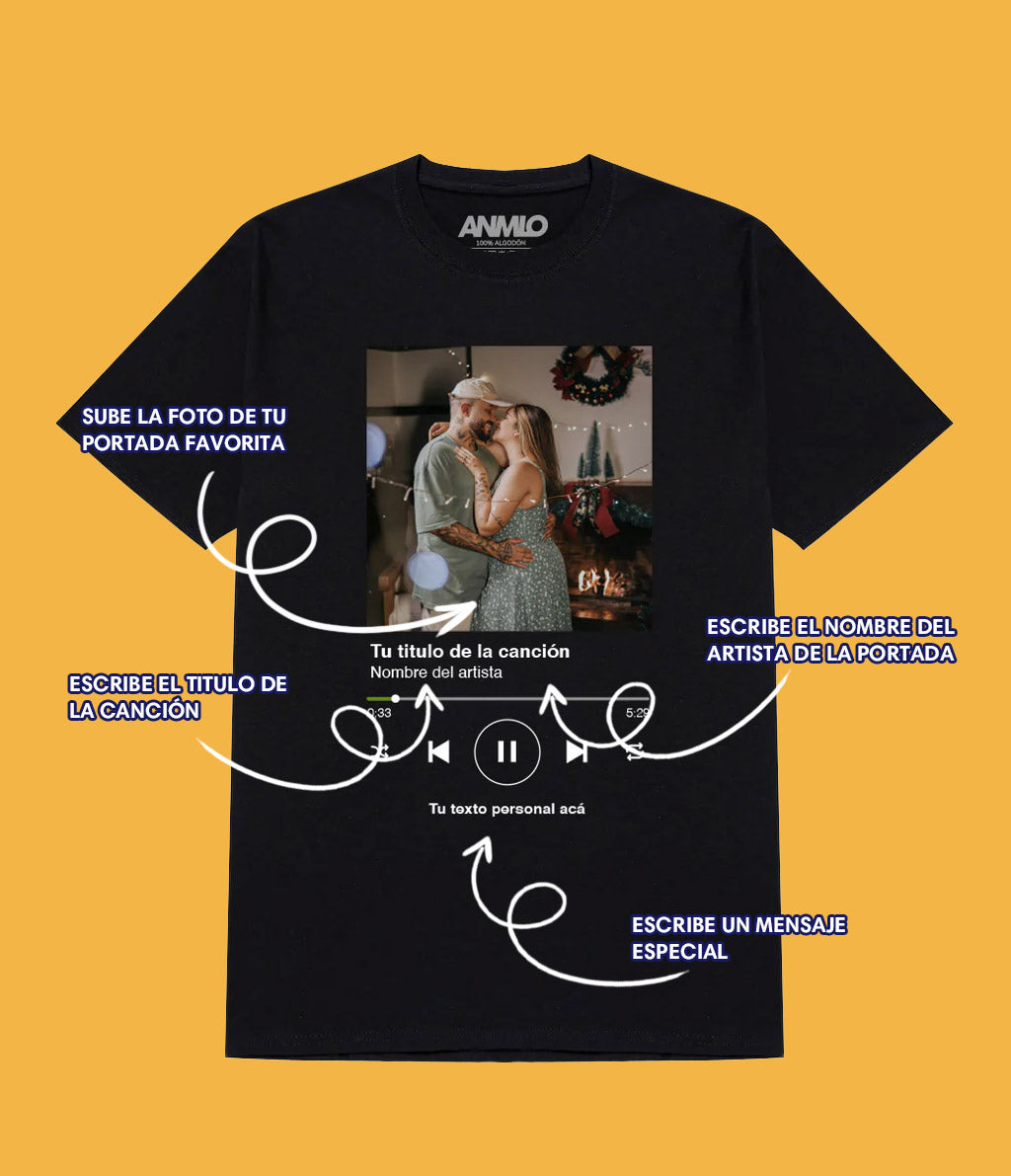 Polera personalizada con la foto que quieras y tu nombre de canción favorita